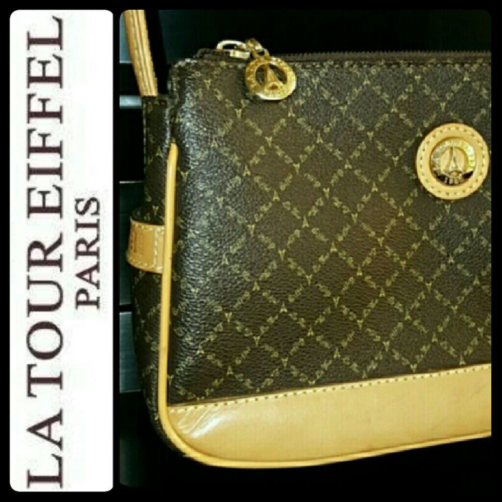 La Tour Eiffel Paris Leather Trim Handbag
